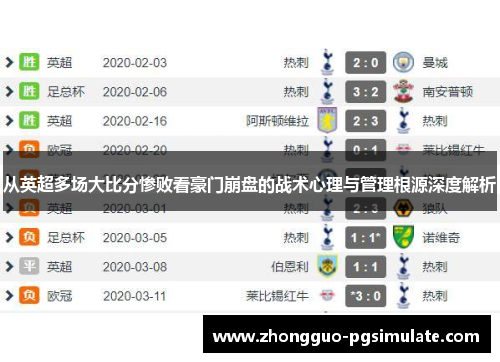 从英超多场大比分惨败看豪门崩盘的战术心理与管理根源深度解析